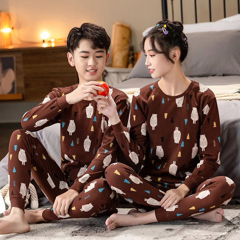 Kids' Cartoon Cotton Pajama Set (10-18Y)