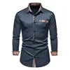 RNSHANGER Autumn Plaid Patchwork Formal Shirts for Men Slim Long Sleeve White Button up Shirt Dress Business Office Dress Shirts