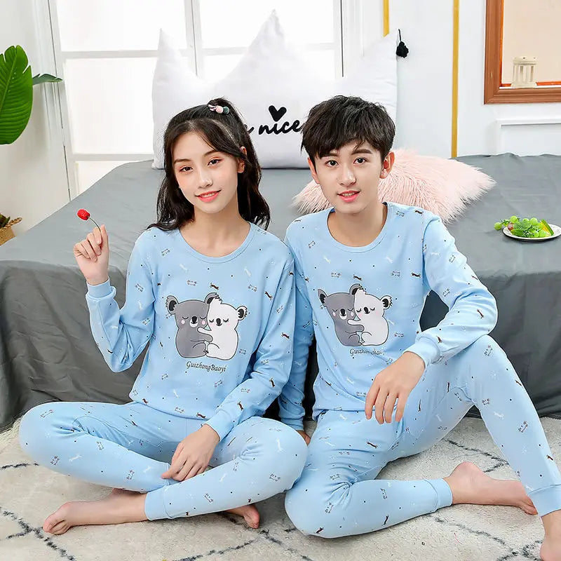 Kids' Cartoon Cotton Pajama Set (10-18Y)