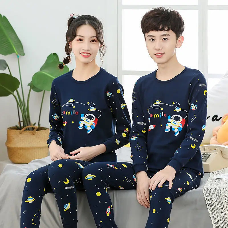 Kids' Cartoon Cotton Pajama Set (10-18Y)
