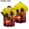Summer Fashion Coconut Tree Print Hawaiian Shirts for Women Men Loose Linen Short-Sleeved Beach Tops Street Casual Anti-Wrinkle
