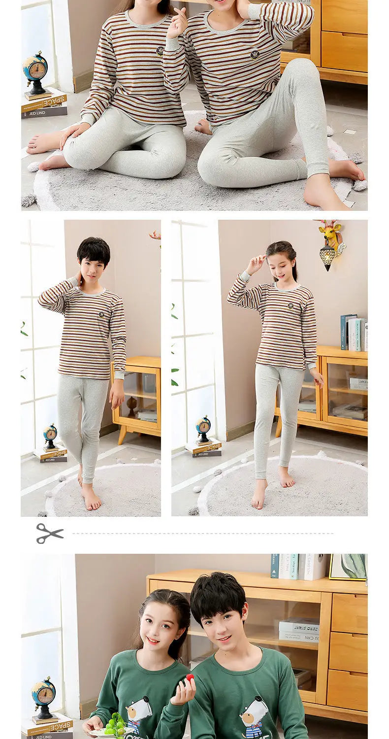Kids' Cartoon Cotton Pajama Set (10-18Y)