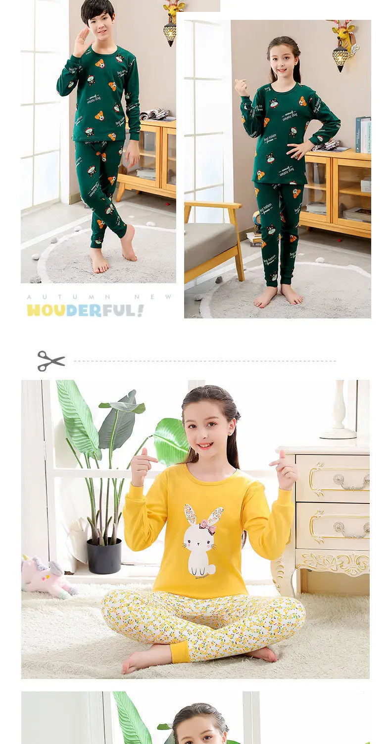Kids' Cartoon Cotton Pajama Set (10-18Y)