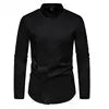 New Men Long Sleeve Mandarin Collar Solid Color Button Casual Shirts European Slanted Single Breasted Long Sleeve Dress Shirt