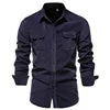 Fashion Shirt for Men Casual Corduroy Cotton  Lapel Solid Color Slim Fit Mens Shirt Custom Logo New Men Business Shirts