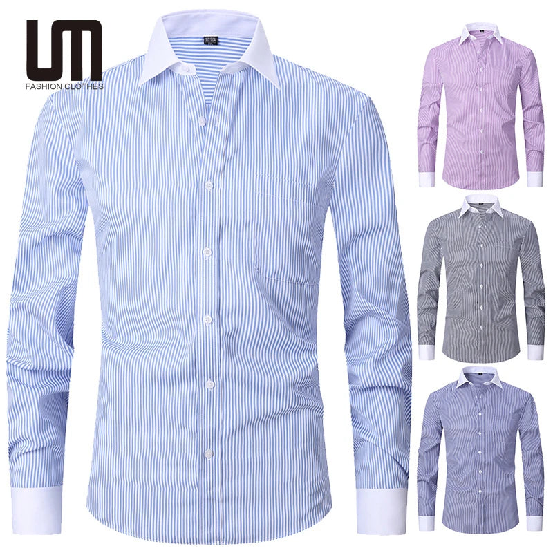 Liu Ming Customized Men S Spring Summer Fashion Clothing Cotton Comfortable Business Long Sleeve Solid Stripe Shirts