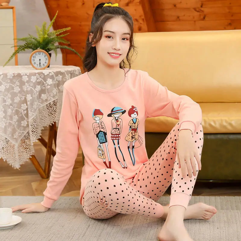 Kids' Cartoon Cotton Pajama Set (10-18Y)