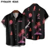 Summer Fashion Coconut Tree Print Hawaiian Shirts for Women Men Loose Linen Short-Sleeved Beach Tops Street Casual Anti-Wrinkle
