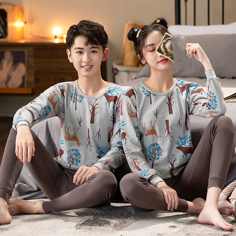 Kids' Cartoon Cotton Pajama Set (10-18Y)
