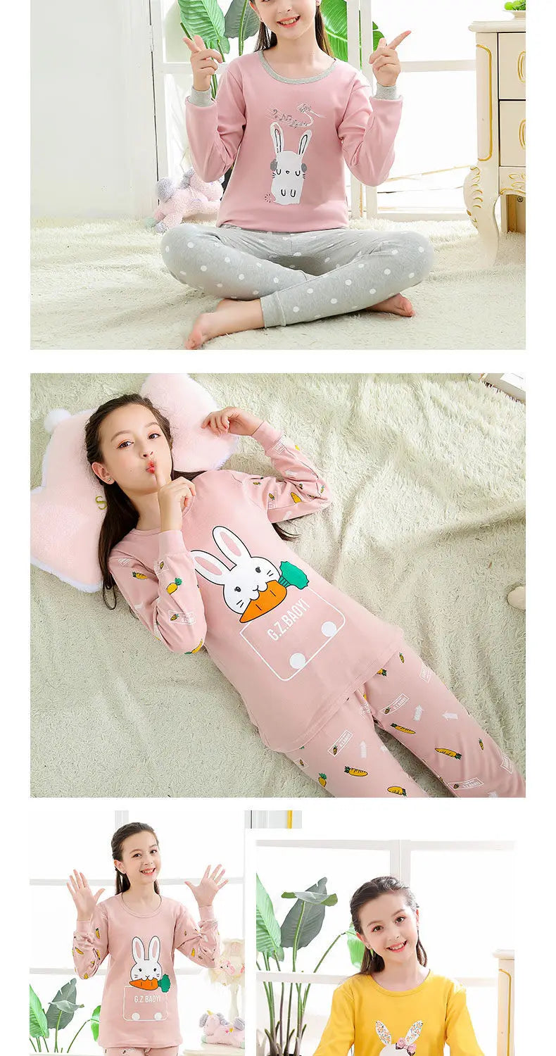 Kids' Cartoon Cotton Pajama Set (10-18Y)