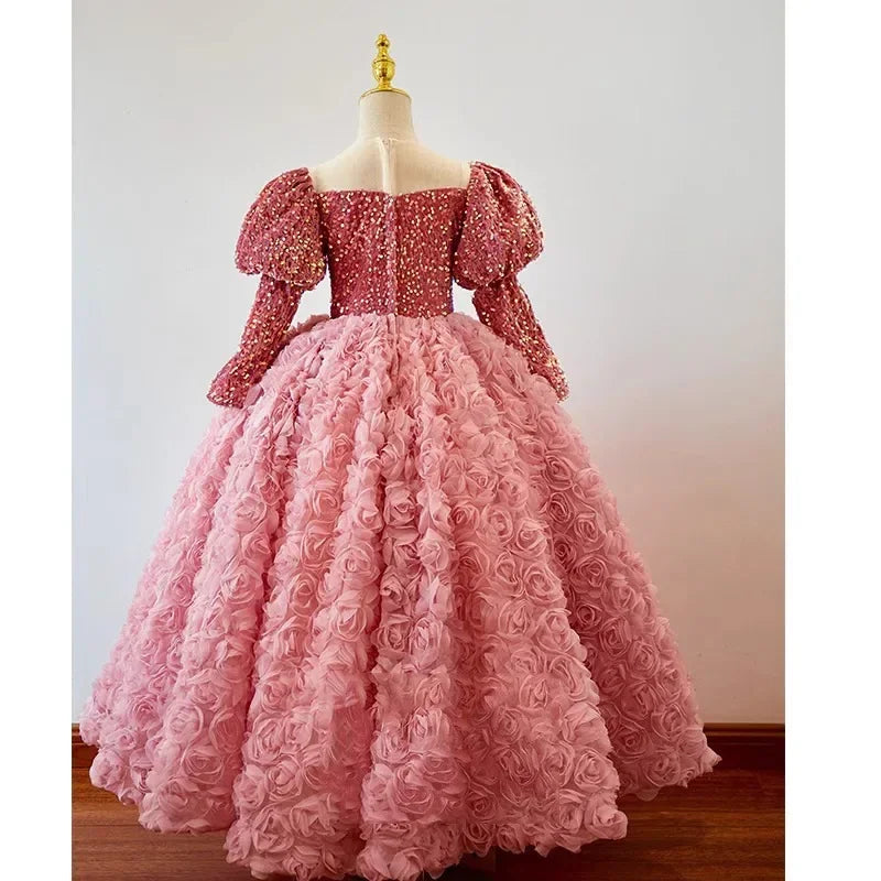 Girls' Pink Shiny Birthday Banquet Dress
