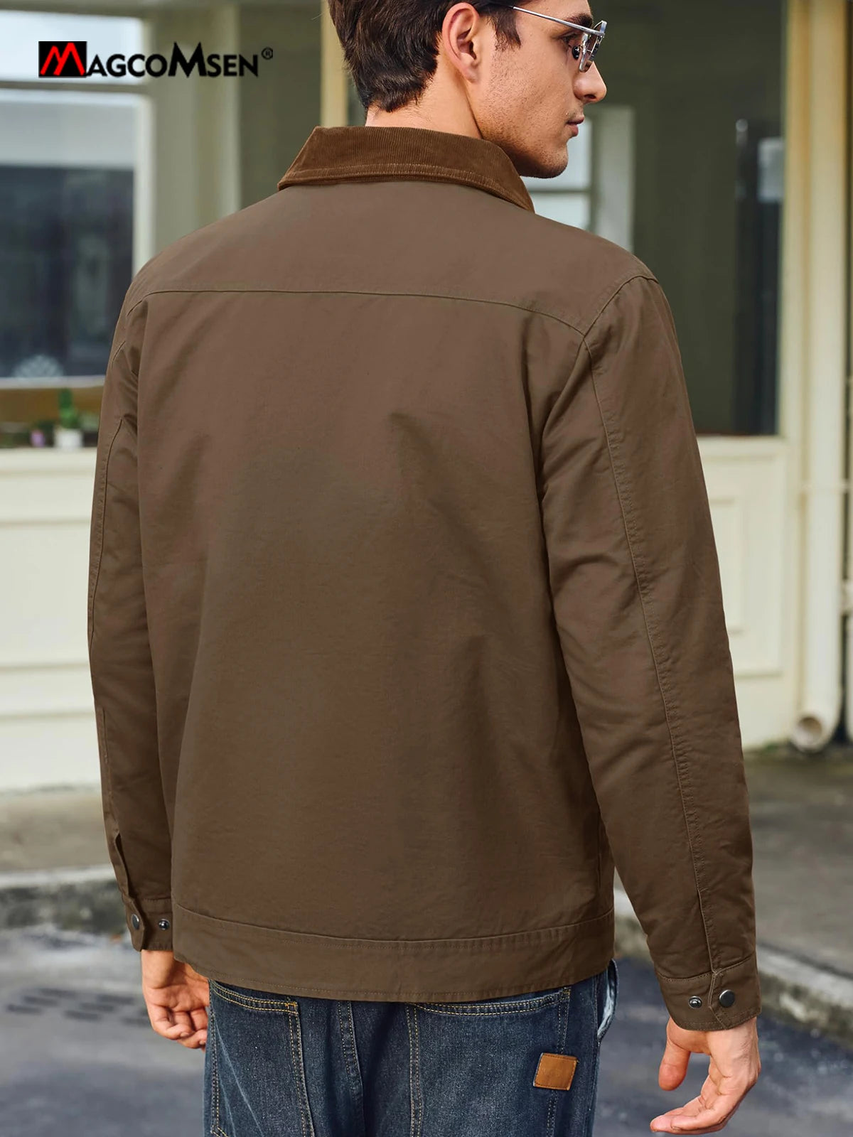 Men's Winter Casual Cotton Jacket Classical Turndown Collar Quilted Cargo Coats Lightweight Full Zip Thermal Outwear Padded Coat