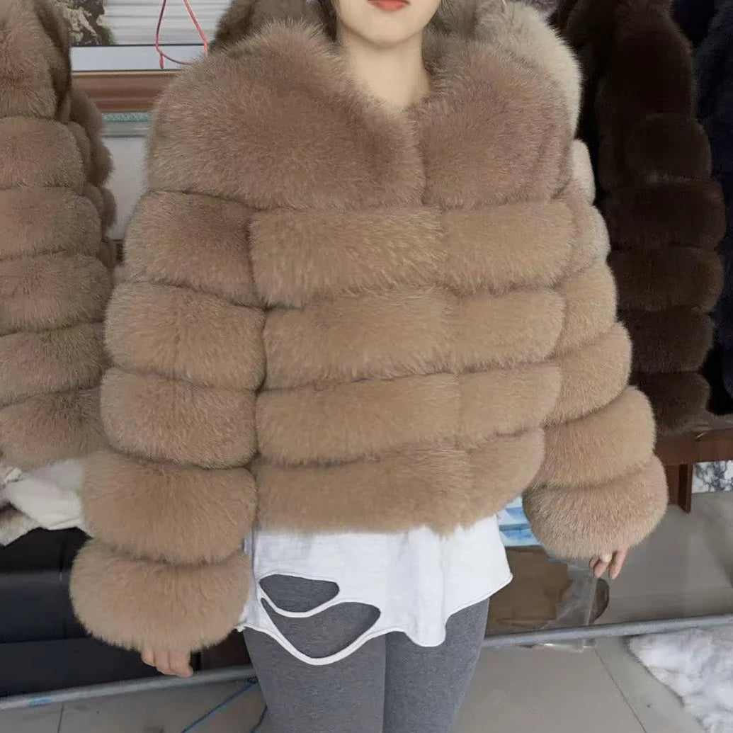 QUEENTINA Real Fox Fur Coat