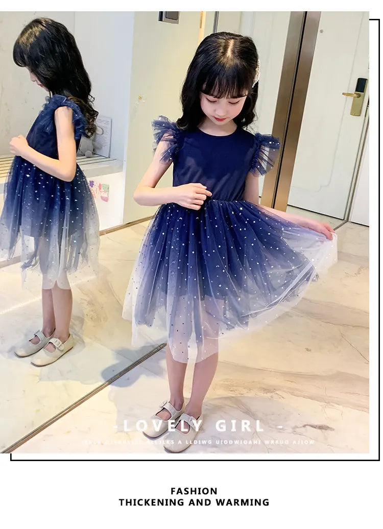 Girls' Sequin Mesh Fancy Dress (9-11Y)