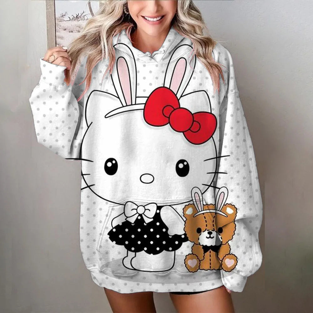 Japanese Anime Sanrio Kuromi Cute Women's Hoodie Student Y2K Sweatshirt Spring and Autumn Outdoor Sports and Leisure Pullover