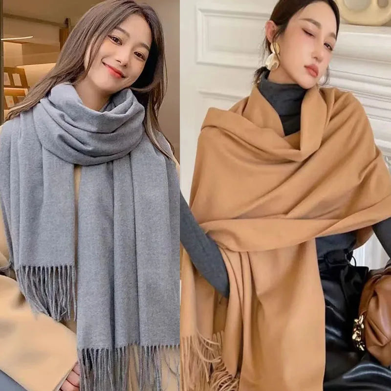 New Black Scarf Cashmere Woman Wool Ladies Scarf Warm Checkered Scarf Women's Winter Scarves Autumn XWJ07