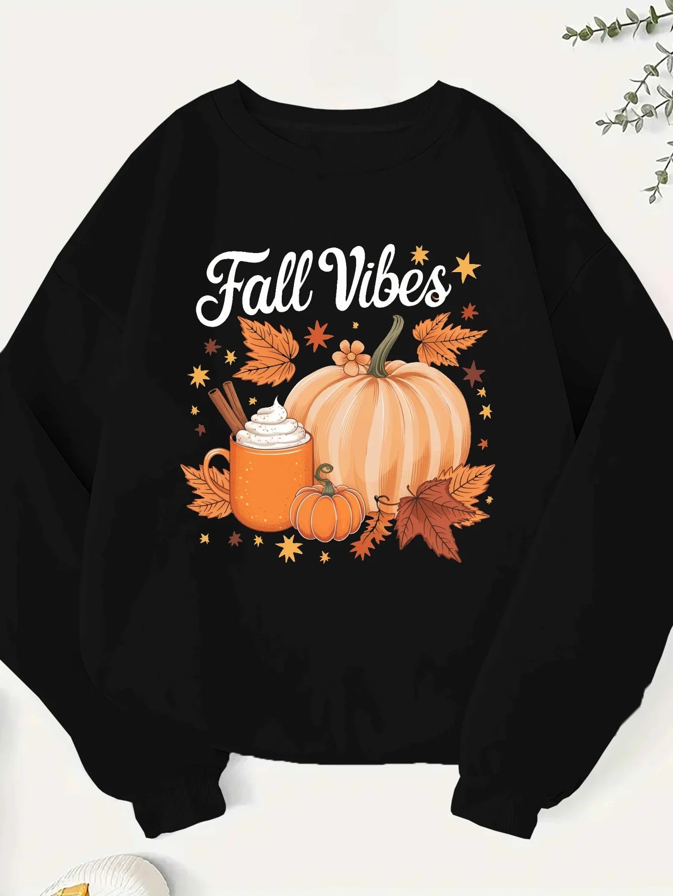 Pumpkin Cinnamon Autumn Printed Christmas Women's Hoodie Autumn Winter Round Neck Creative Top Fashion Pullover Clothing