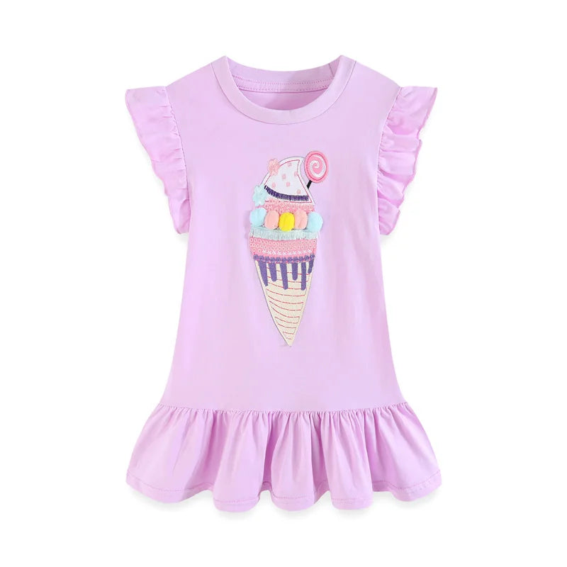 Girls' Animal Embroidery Sleeveless Party Dress