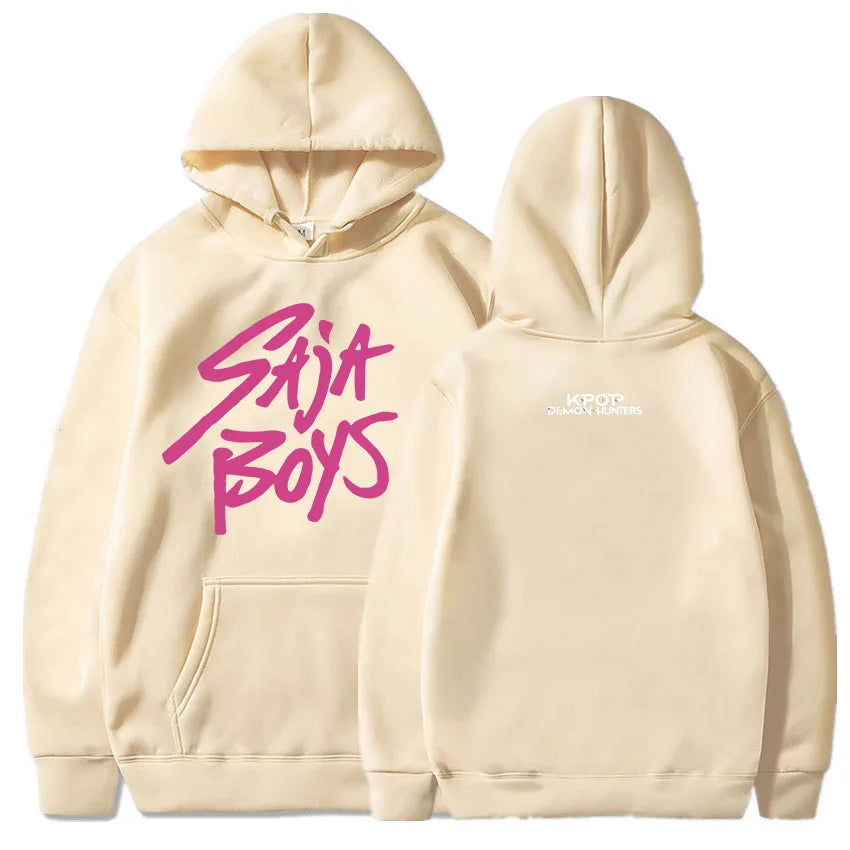 KPop Demon Hunters Saja Boys Hoodie Long Sleeve Movie Printing Sweatshirt Hooded Fleece Casual Female Fashion Harajuku Unisex