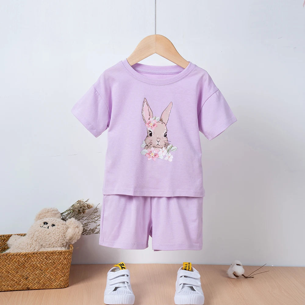 Kids' Rabbit Print Cotton Summer Set