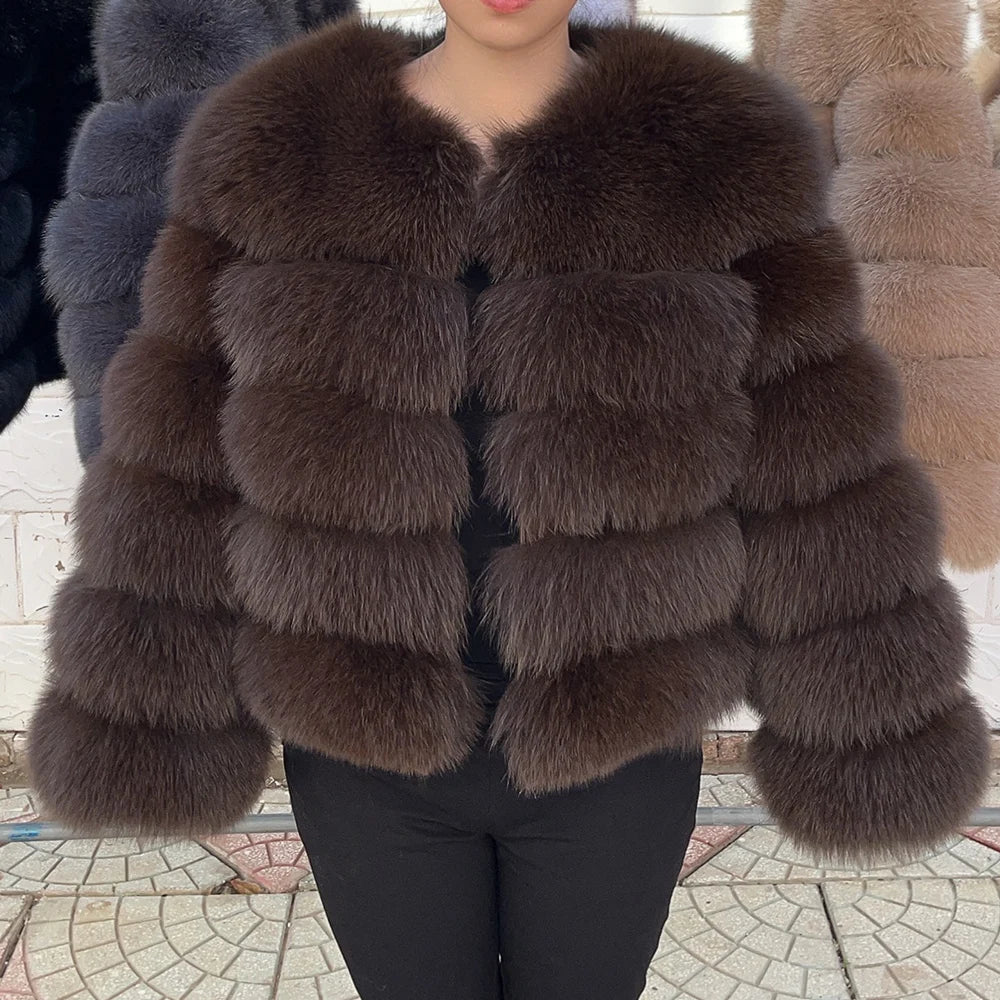 QUEENTINA Real Fox Fur Coat
