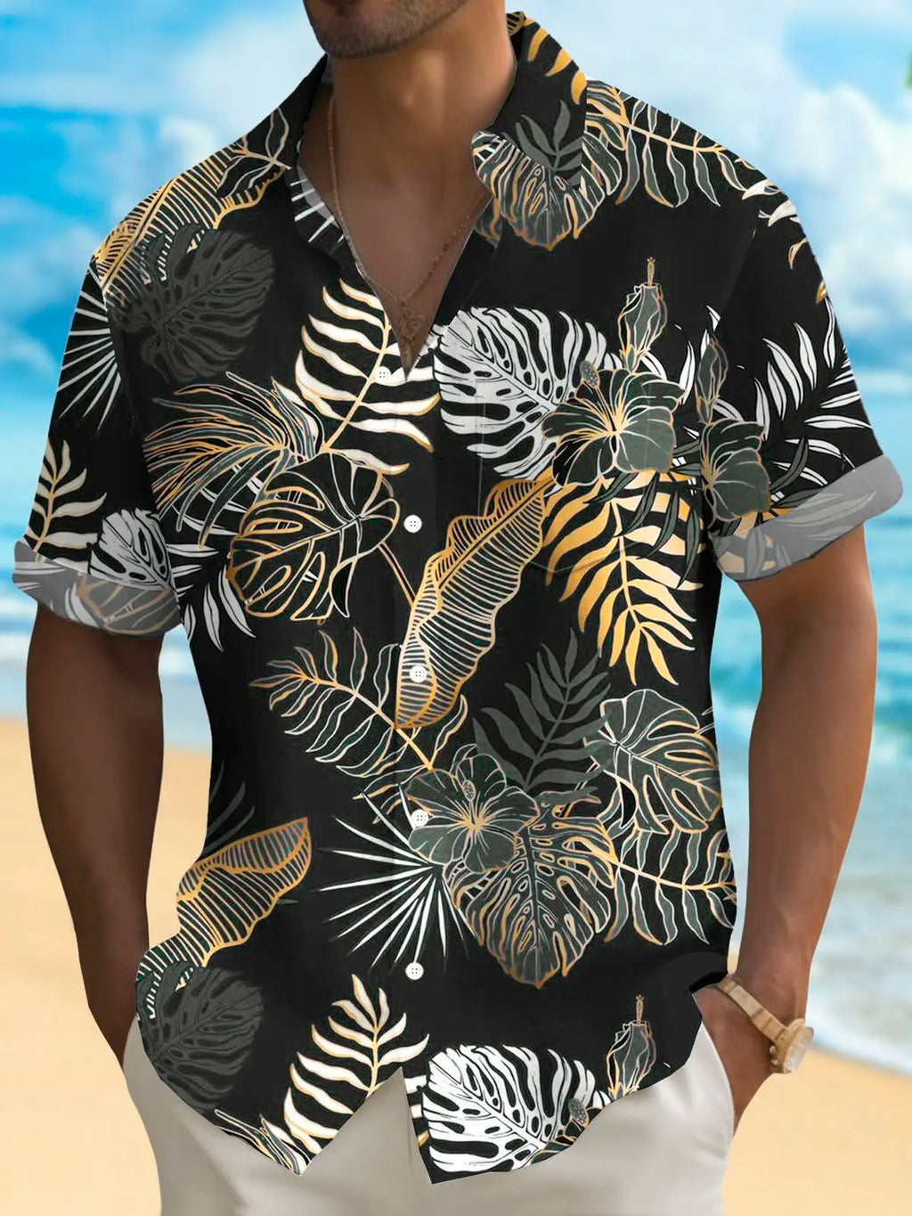 Men's Hawaiian Print Short Sleeve Shirt