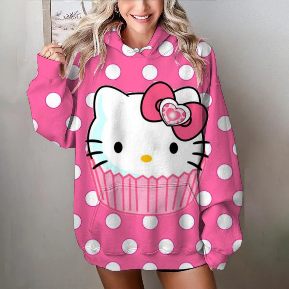 Japanese Anime Sanrio Kuromi Cute Women's Hoodie Student Y2K Sweatshirt Spring and Autumn Outdoor Sports and Leisure Pullover
