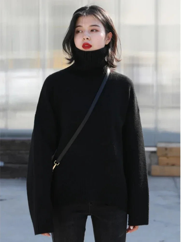 Autumn Winter Solid Turtleneck Sweater