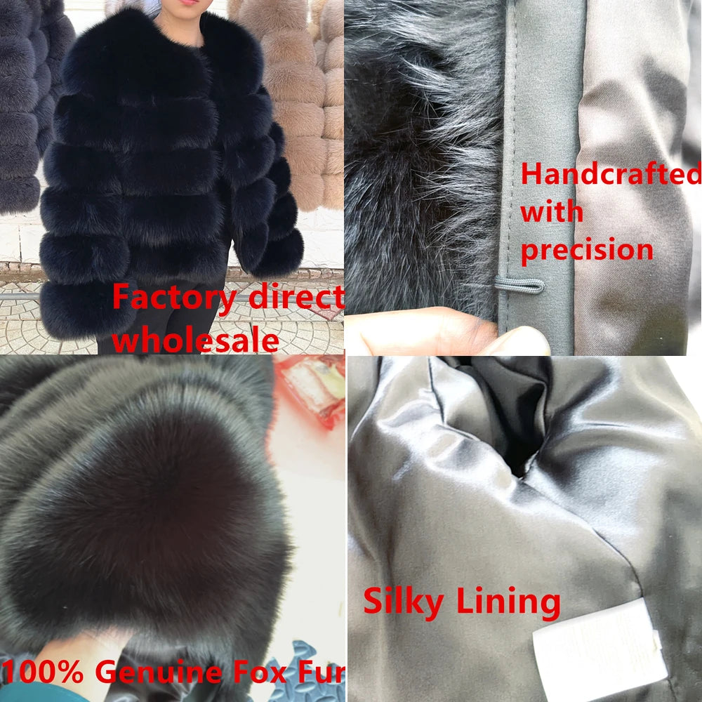 QUEENTINA Real Fox Fur Coat