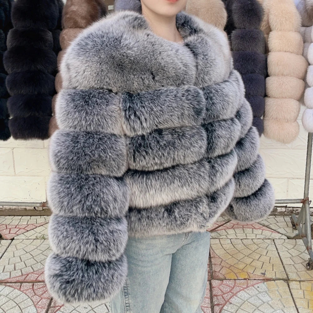 QUEENTINA Real Fox Fur Coat