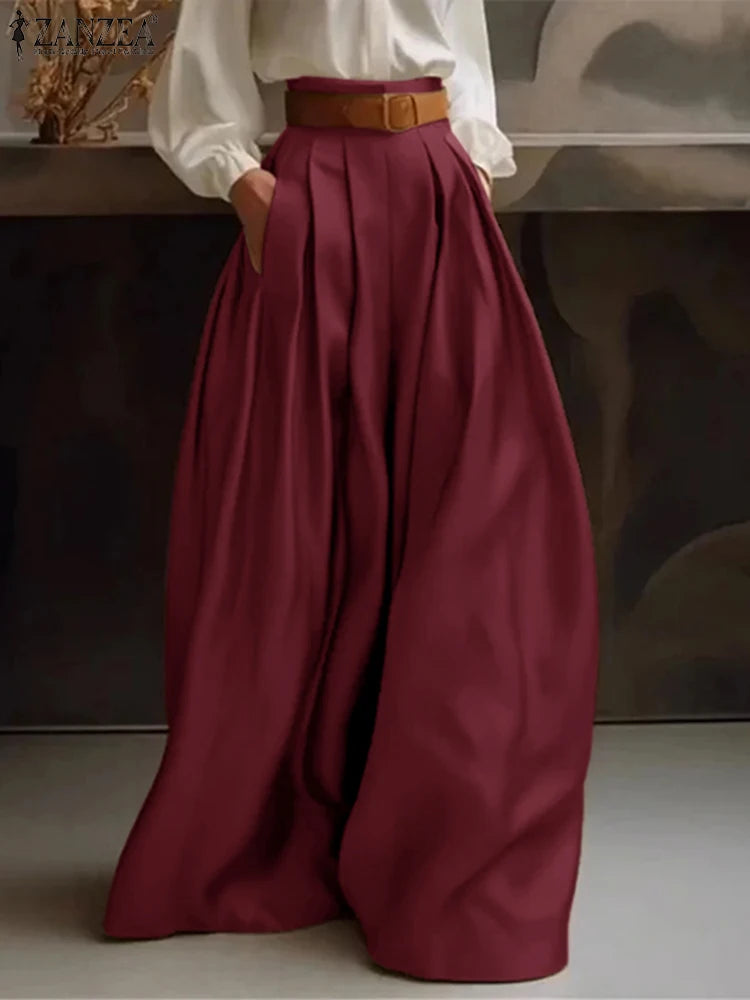 Women's Satin Wide-Leg Formal Trousers
