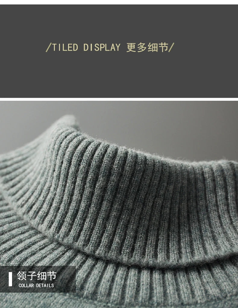 MVLYFLRT Men's Sweater Autumn and Winter New Cashmere Sweater 100% Pure Wool Knitting Sweater Fashion High Lapel Pullover Top