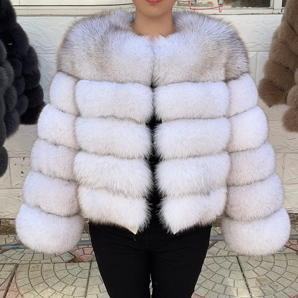 QUEENTINA Real Fox Fur Coat