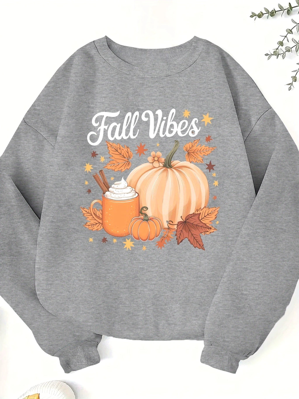 Pumpkin Cinnamon Autumn Printed Christmas Women's Hoodie Autumn Winter Round Neck Creative Top Fashion Pullover Clothing