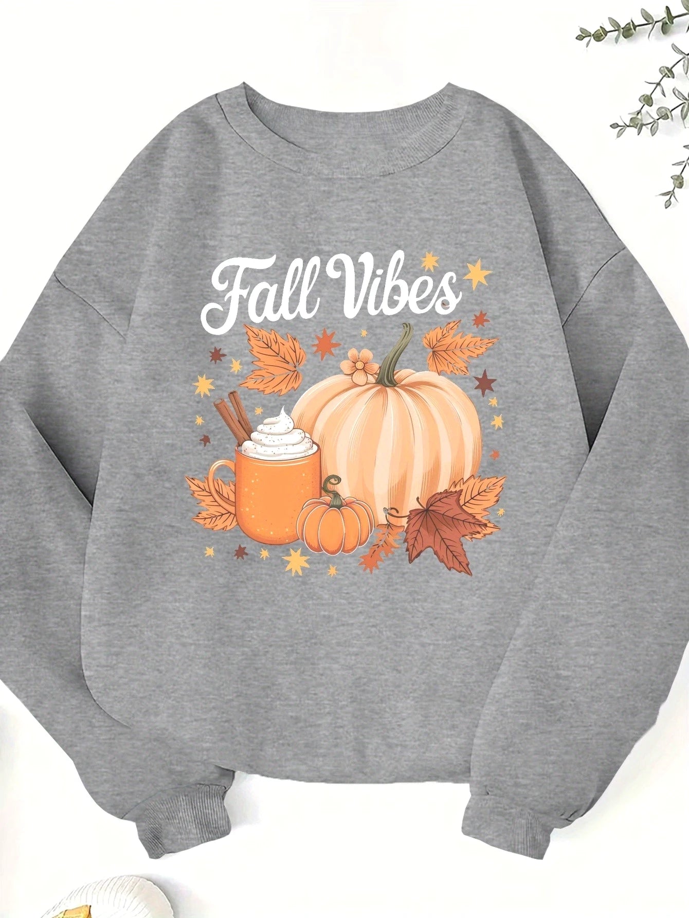 Pumpkin Cinnamon Autumn Printed Christmas Women's Hoodie Autumn Winter Round Neck Creative Top Fashion Pullover Clothing