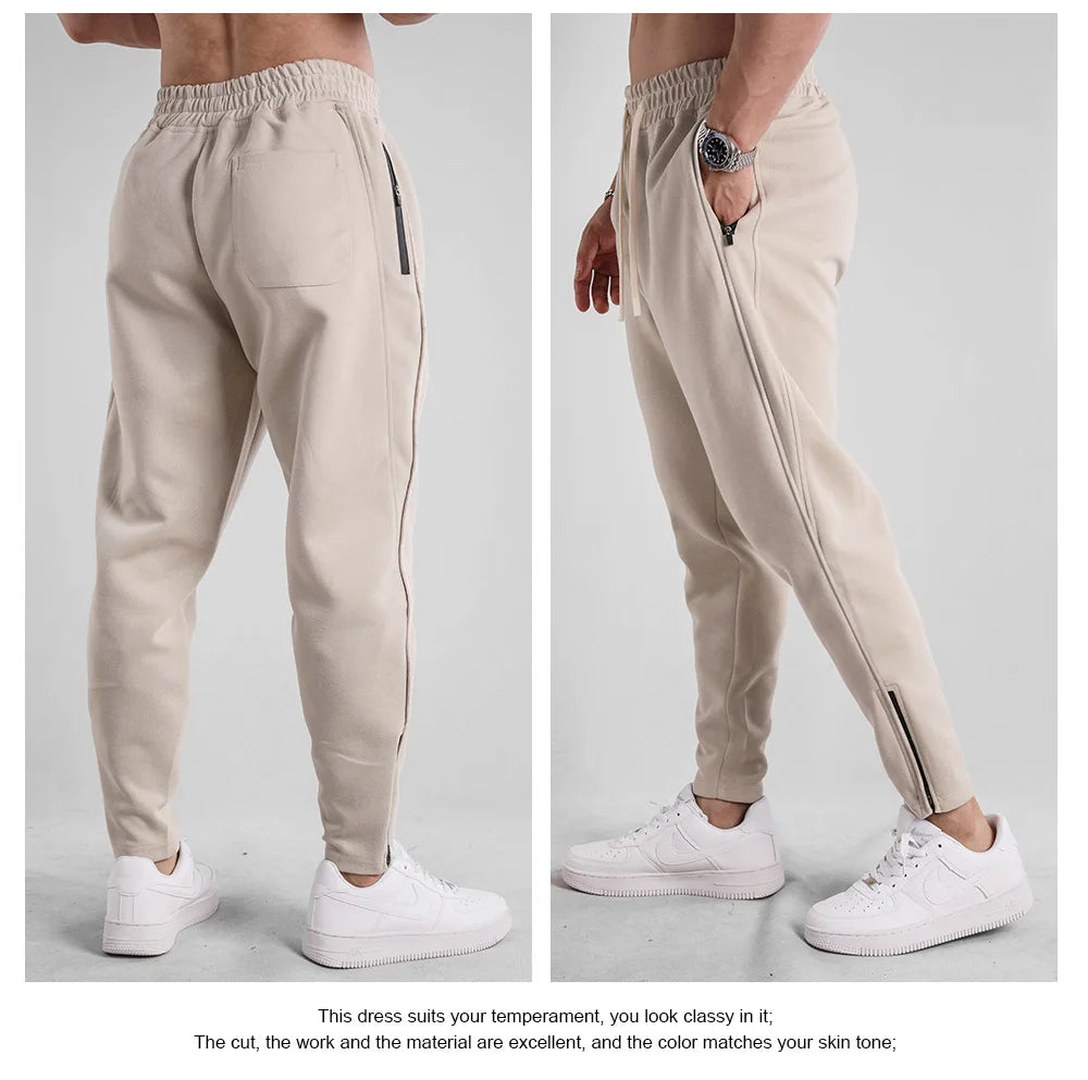 Men's Clothing Sport Casual Zipper Baggy Pants Cotton Long Trousers Outdoor Gym Fitness Workout Jogging Sweatpants Trackpants