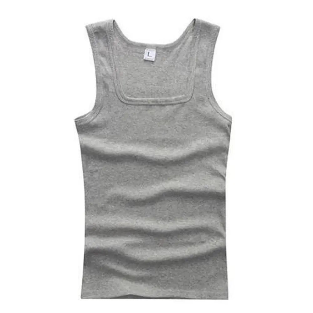 Solid Color Square Neck Tank Top Cotton Black White Gray Men Women Vest Fitness Sleeveless T-shirt Bodybuilding Gym T-shirtsHot