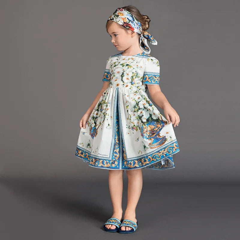 Girls' Printed Princess Party Dress