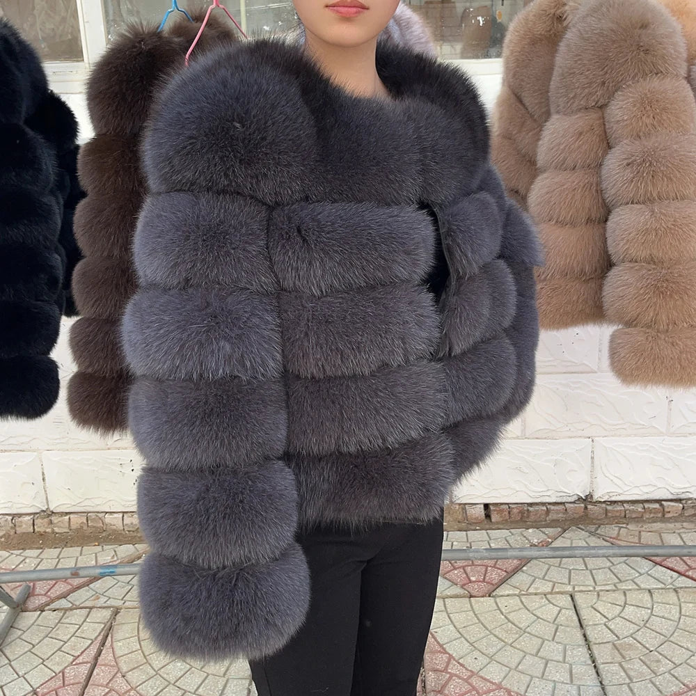 QUEENTINA Real Fox Fur Coat