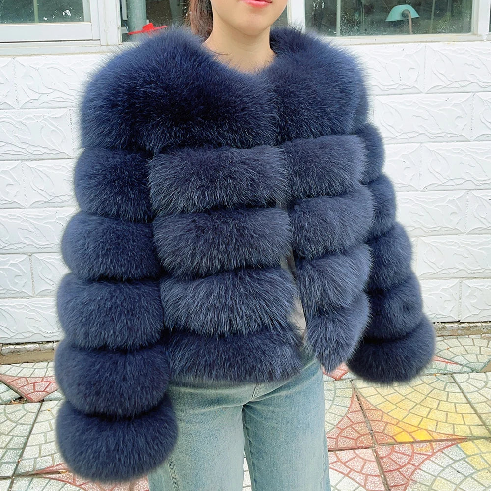 QUEENTINA Real Fox Fur Coat