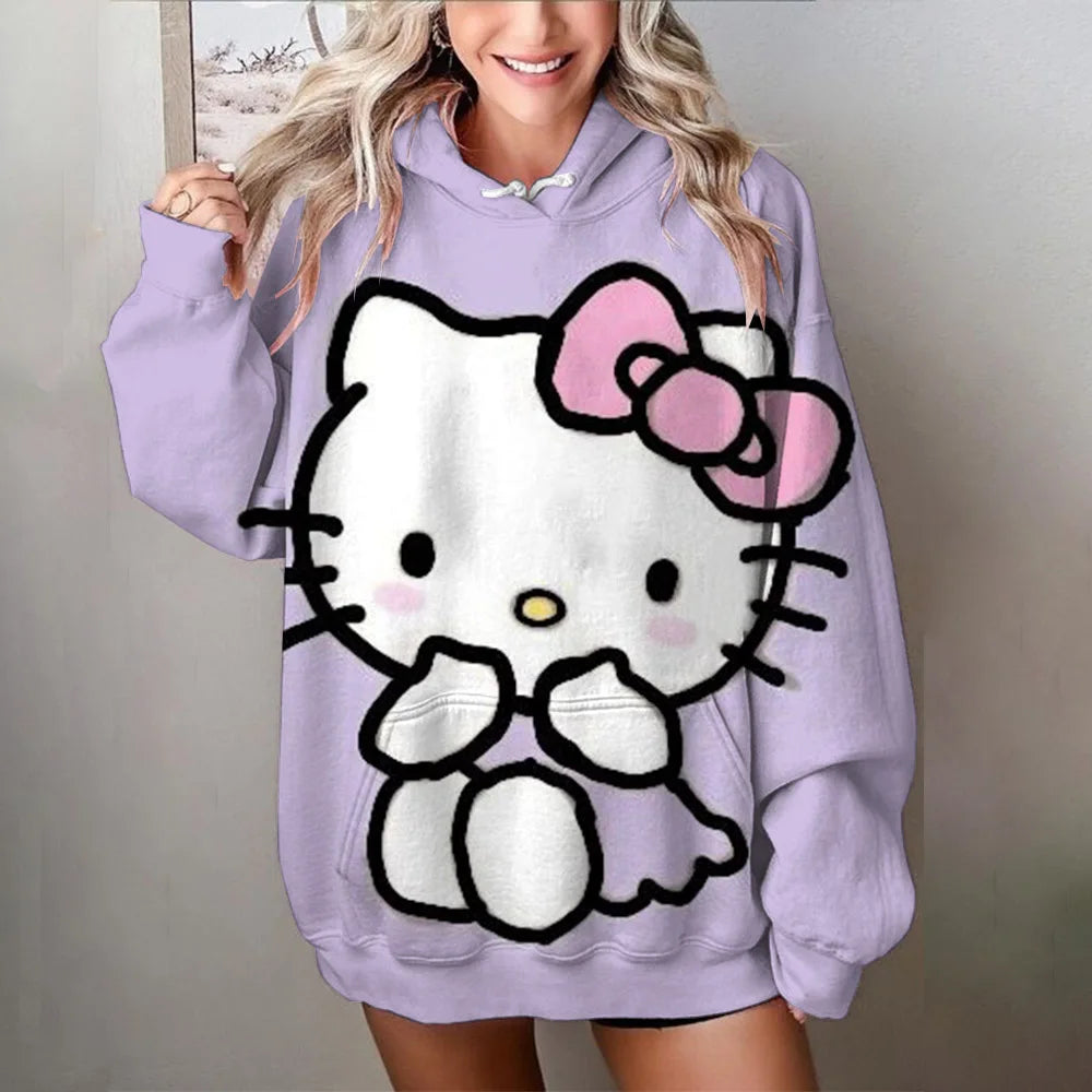 Japanese Anime Sanrio Kuromi Cute Women's Hoodie Student Y2K Sweatshirt Spring and Autumn Outdoor Sports and Leisure Pullover