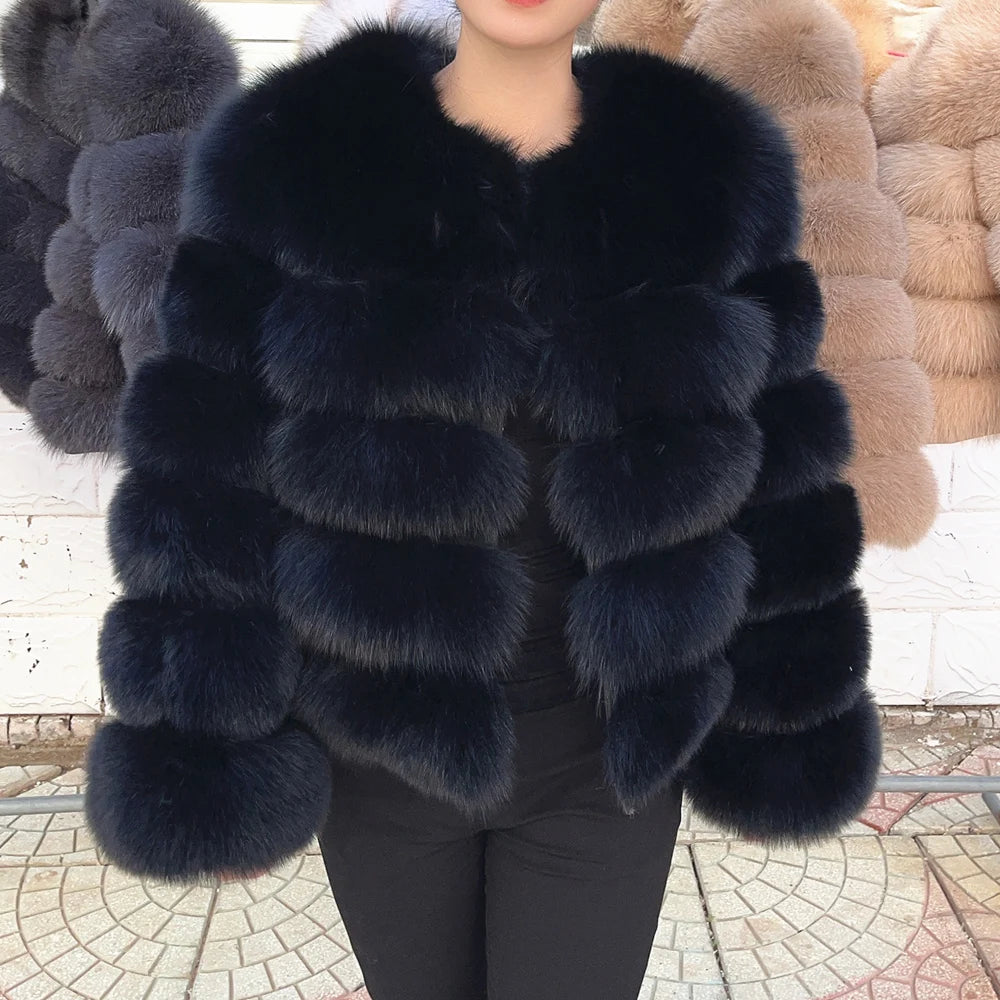 QUEENTINA Real Fox Fur Coat