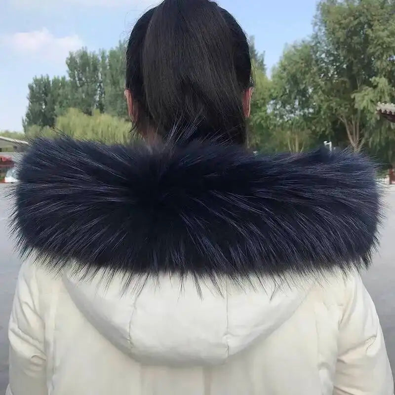 100% Real Fur Collar Luxury Warm Natural Raccoon Fur Scarf Women Genuine Fur Collar Scarves Large Fur Shawl Male Jacket Coat