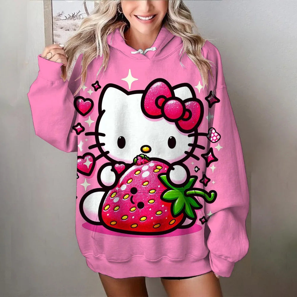 Japanese Anime Sanrio Kuromi Cute Women's Hoodie Student Y2K Sweatshirt Spring and Autumn Outdoor Sports and Leisure Pullover