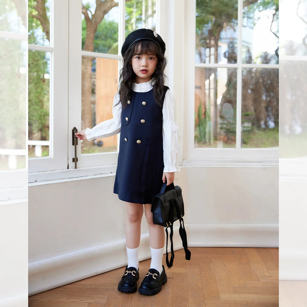 Girls' School Blouse & Sundress Set (2-8Y)