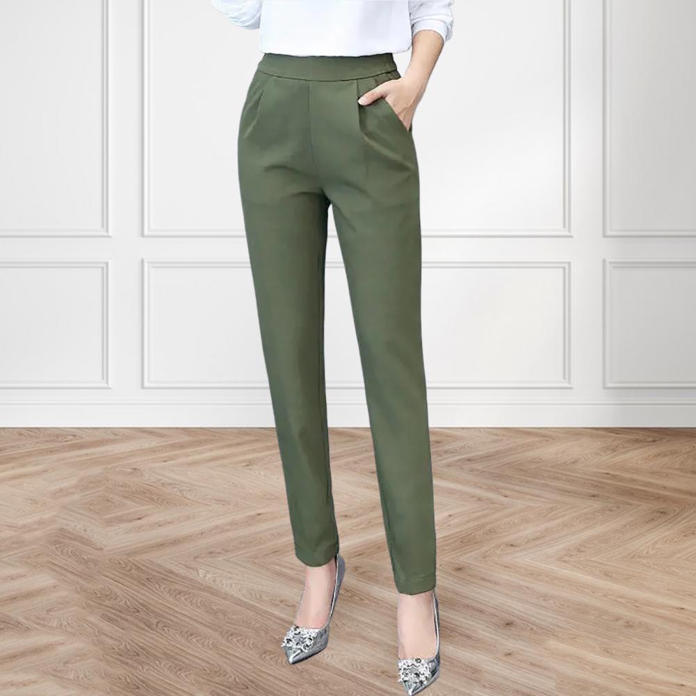 Women's High-Waist Slim Straight Ankle Pants
