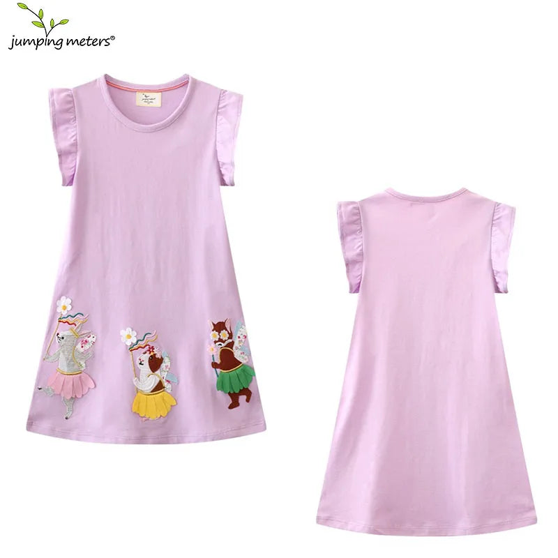 Girls' Animal Embroidery Sleeveless Party Dress