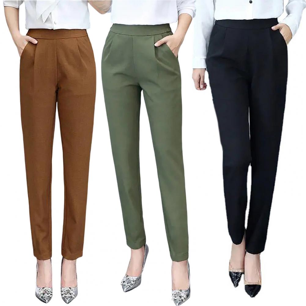 Women's High-Waist Slim Straight Ankle Pants