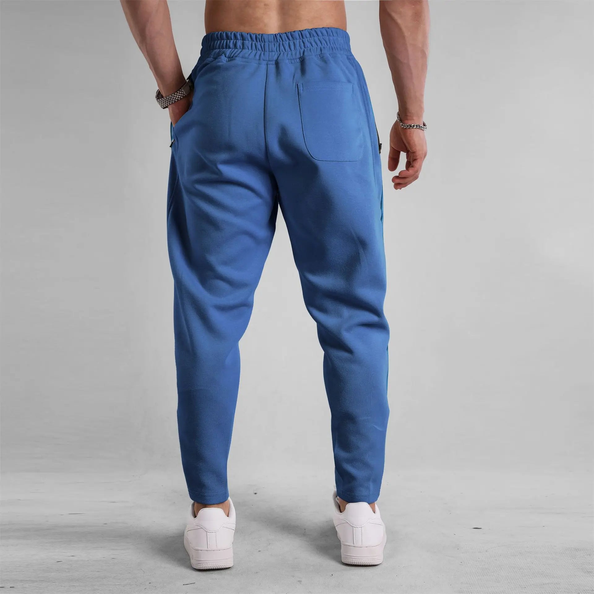 Men's Clothing Sport Casual Zipper Baggy Pants Cotton Long Trousers Outdoor Gym Fitness Workout Jogging Sweatpants Trackpants