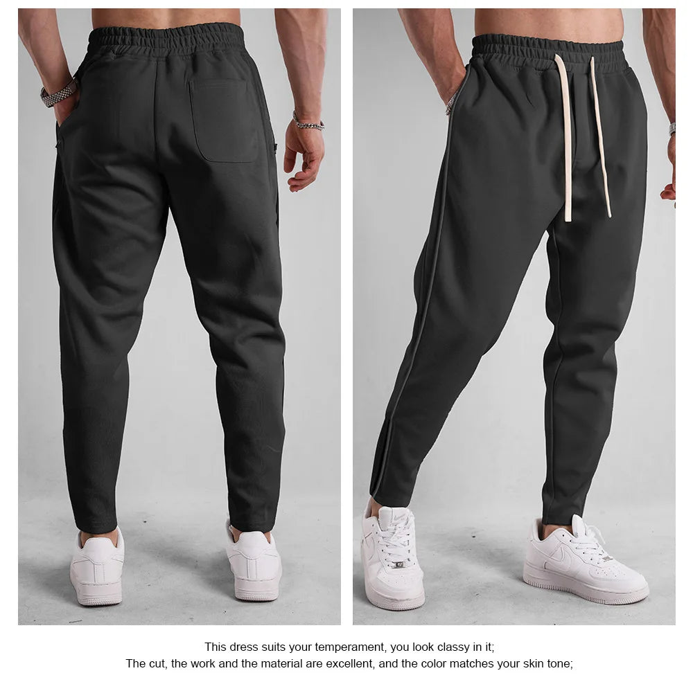 Men's Clothing Sport Casual Zipper Baggy Pants Cotton Long Trousers Outdoor Gym Fitness Workout Jogging Sweatpants Trackpants